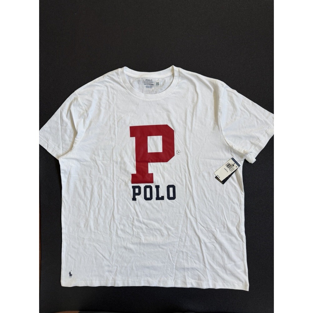 NWT Polo Ralph Lauren Big P T Shirt Short Sleeve Men's White 2XB New